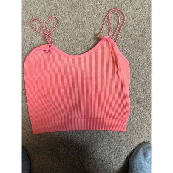 Zenana Outfitters Tops - Zenana Phoebe‎ Double Strap Ribbed Brami Coral Pink NT-6023AB L/XL New